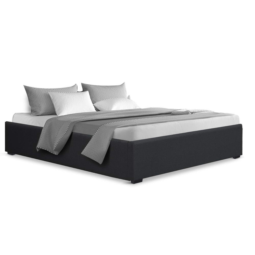 Queen Bed Frame with Gas Lift Storage - Charcoal