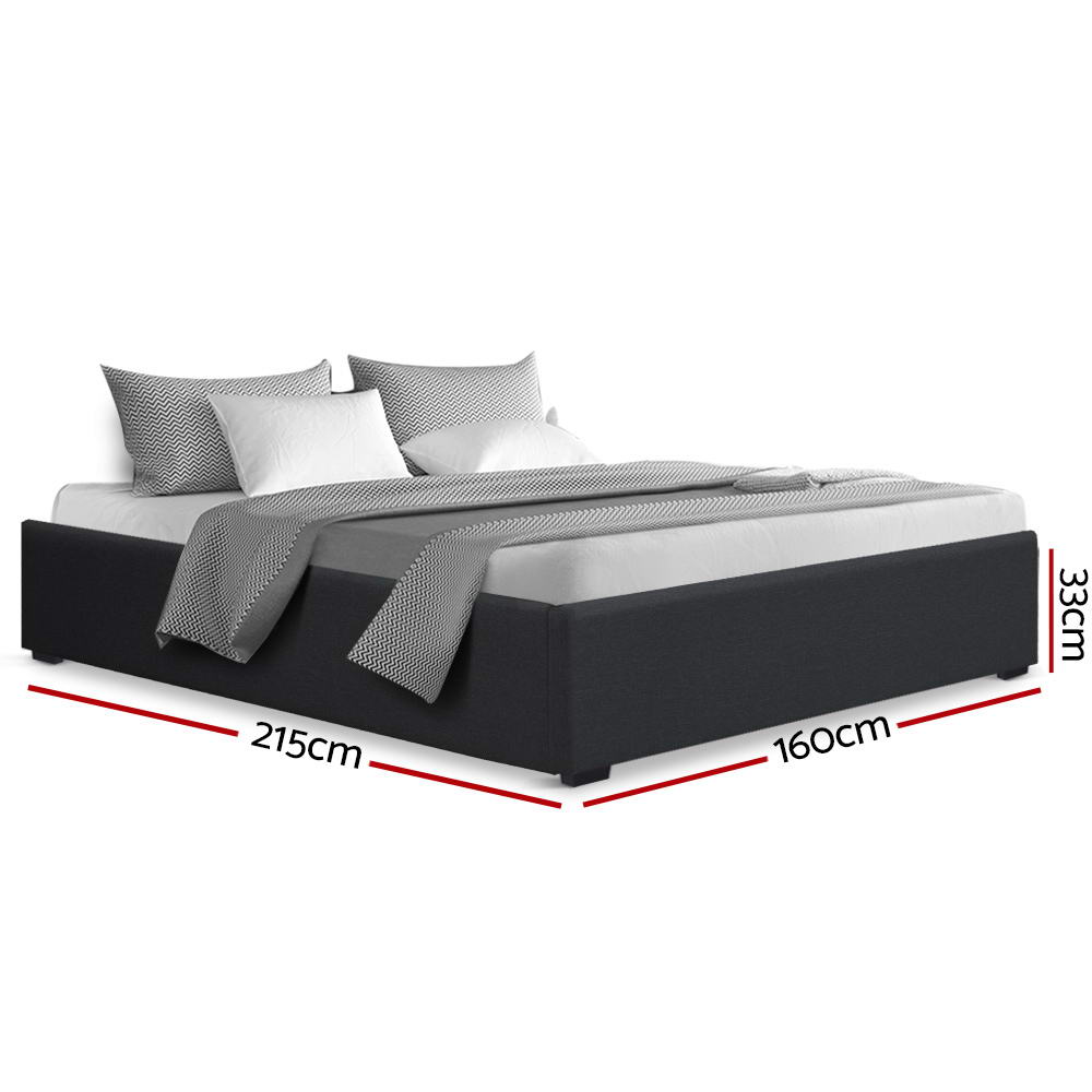 Queen Bed Frame with Gas Lift Storage - Charcoal