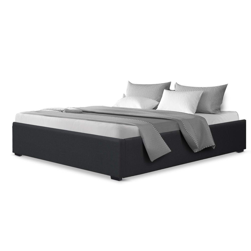 Queen Bed Frame with Gas Lift Storage - Charcoal