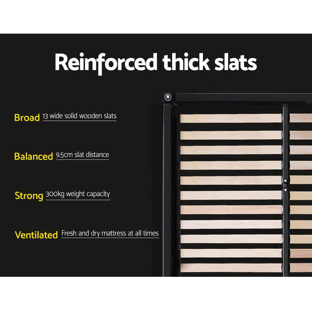 Queen Size Bed Frame with Headboard and Storage Drawers - Charcoal