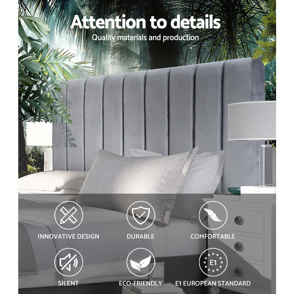 Queen Size Bedhead/Headboard - Velvet Grey
