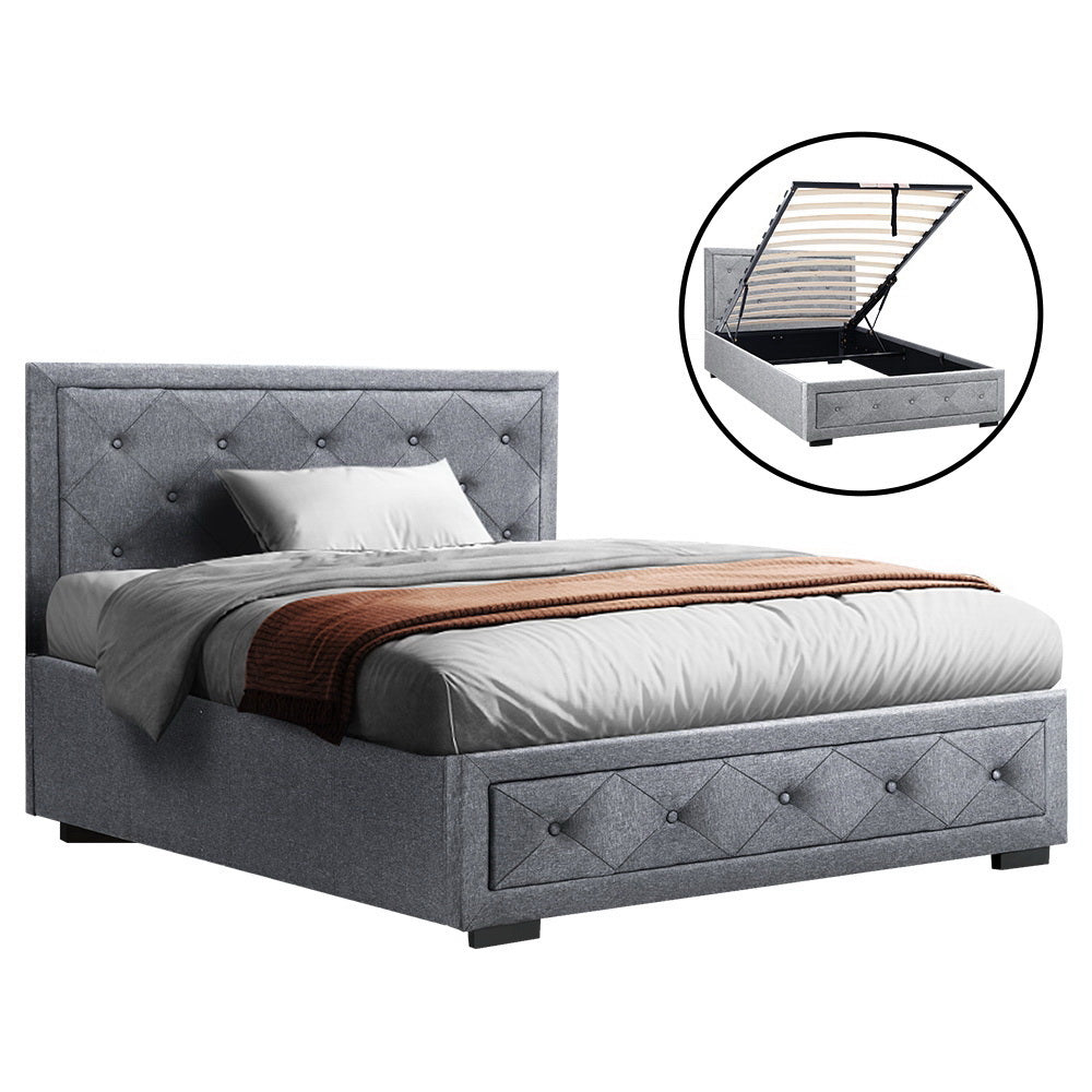 King Single Size Bed Frame With Gas Lift Storage