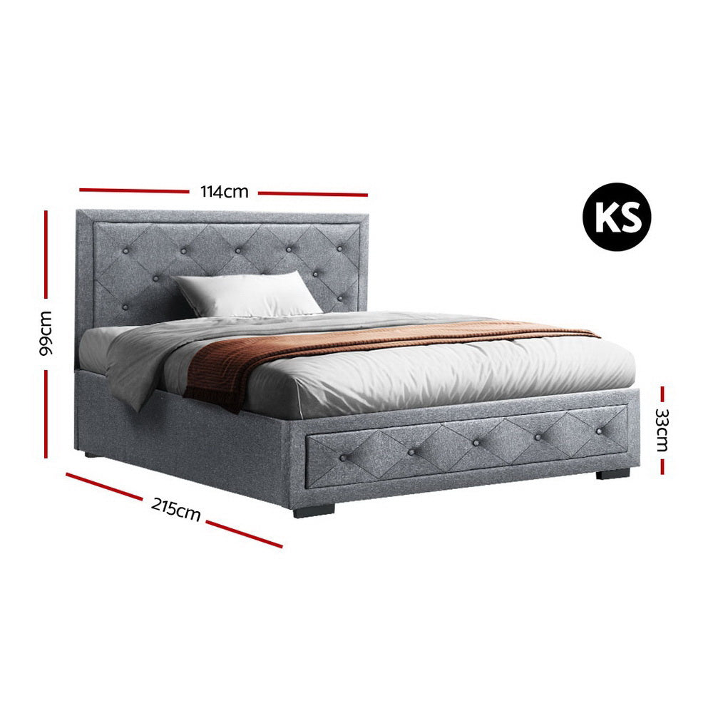 King Single Size Bed Frame With Gas Lift Storage