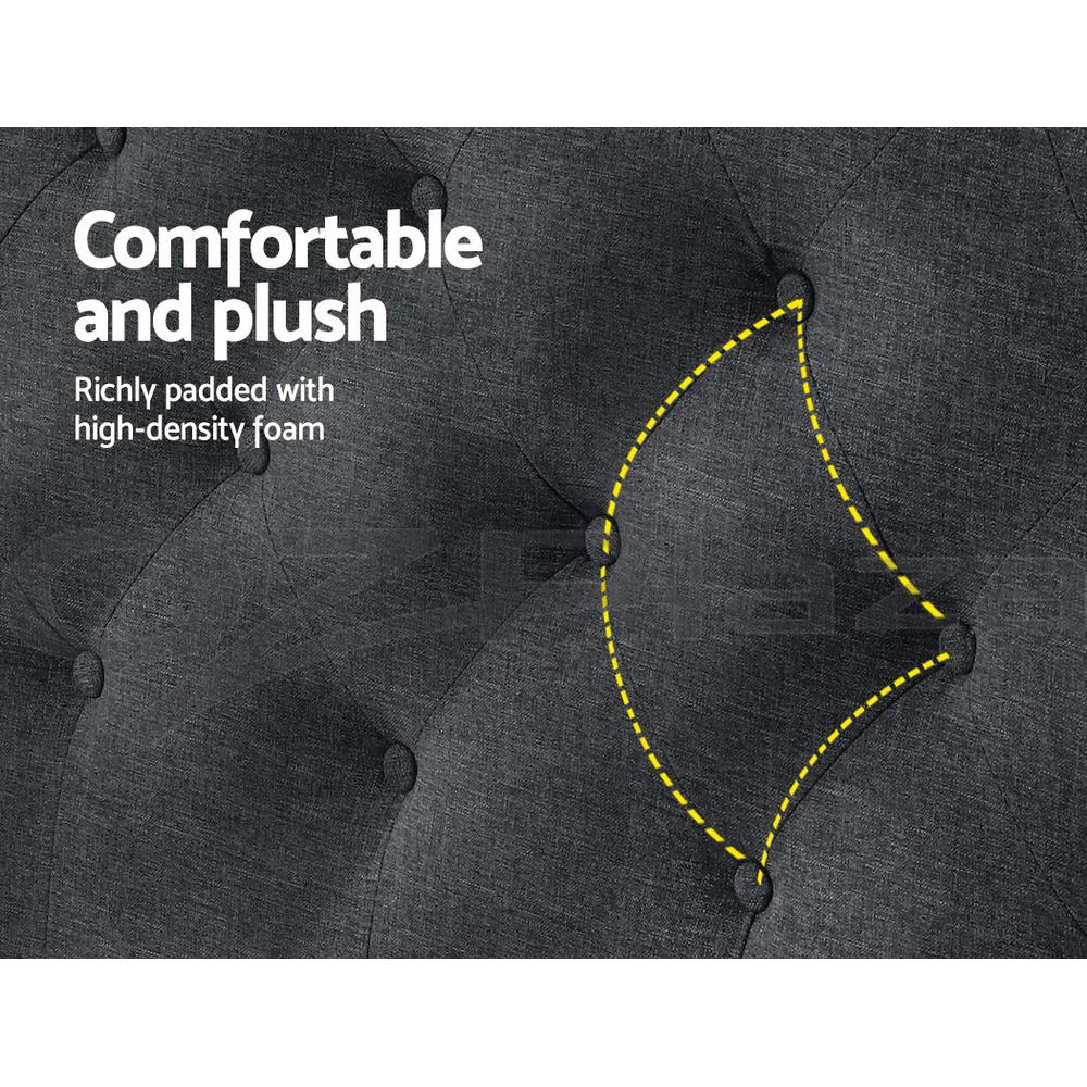 King Size Upholstered Headboard/BedHead in Charcoal Fabric