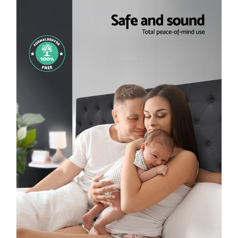 King Size Upholstered Headboard/BedHead in Charcoal Fabric