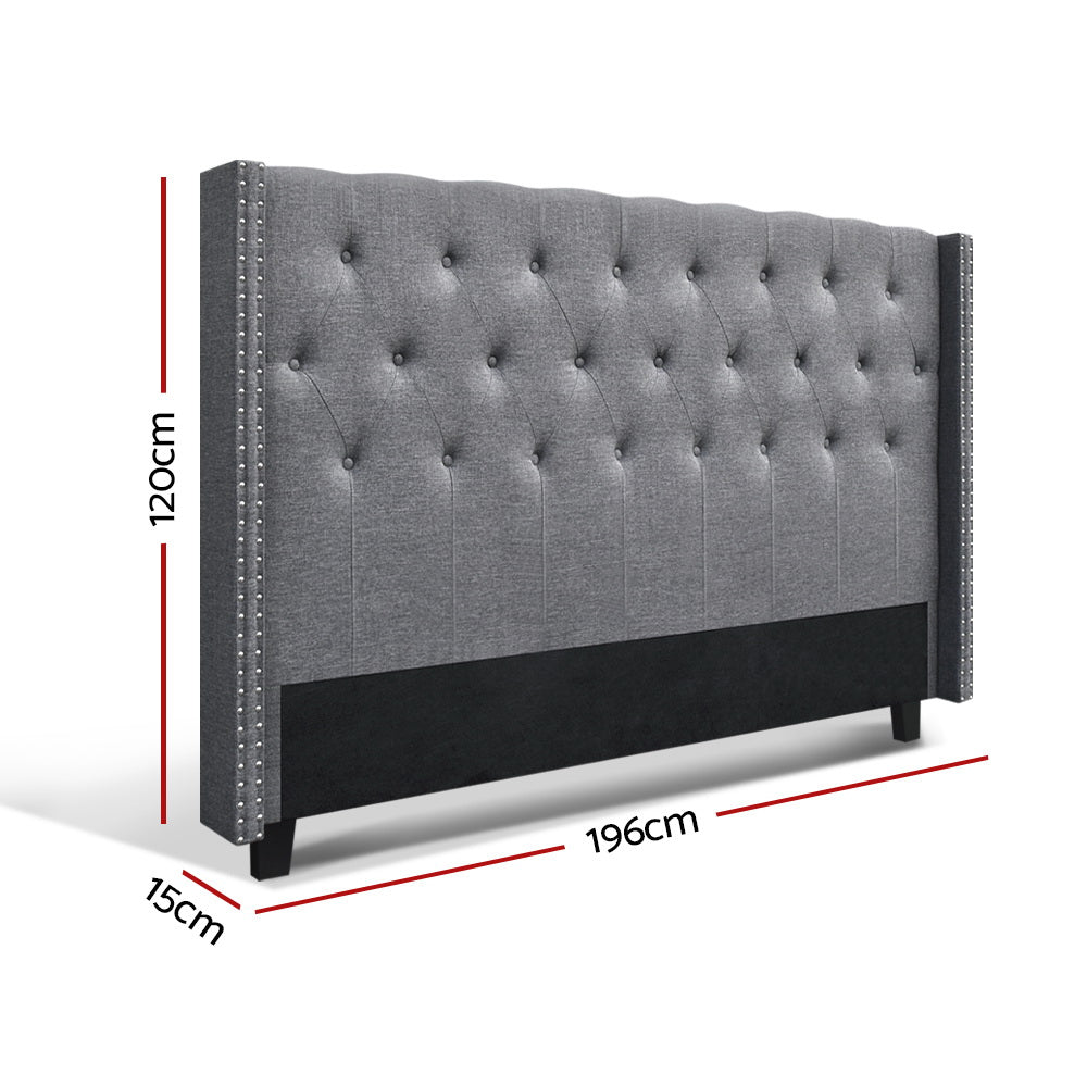 King Size Bed Tufted Head/Headboard in Grey