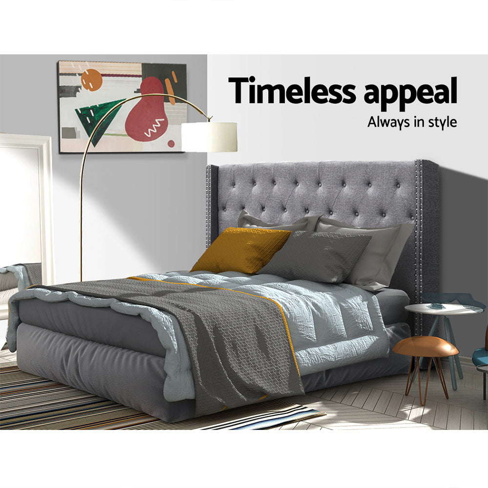 King Size Bed Tufted Head/Headboard in Grey