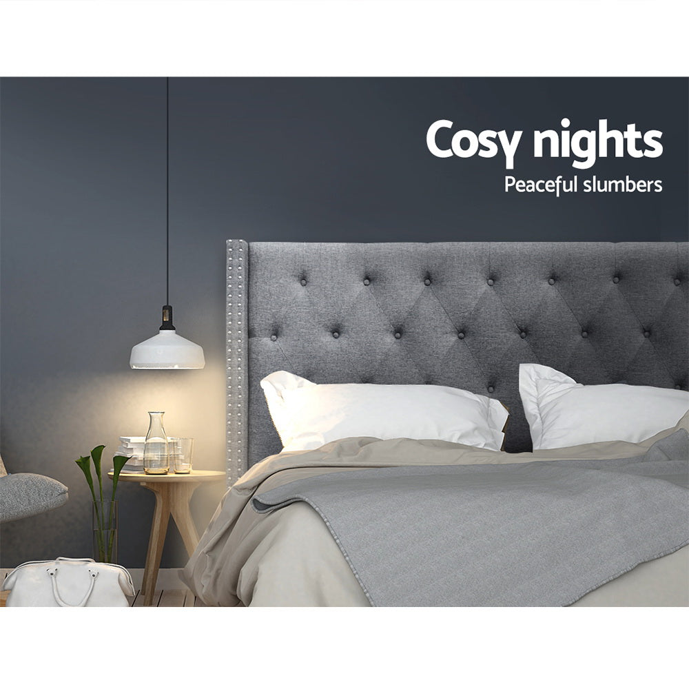 King Size Bed Tufted Head/Headboard in Grey