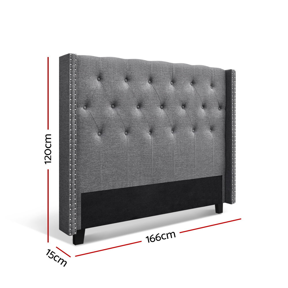 Queen Size Bedhead/Headboard Grey Fabric