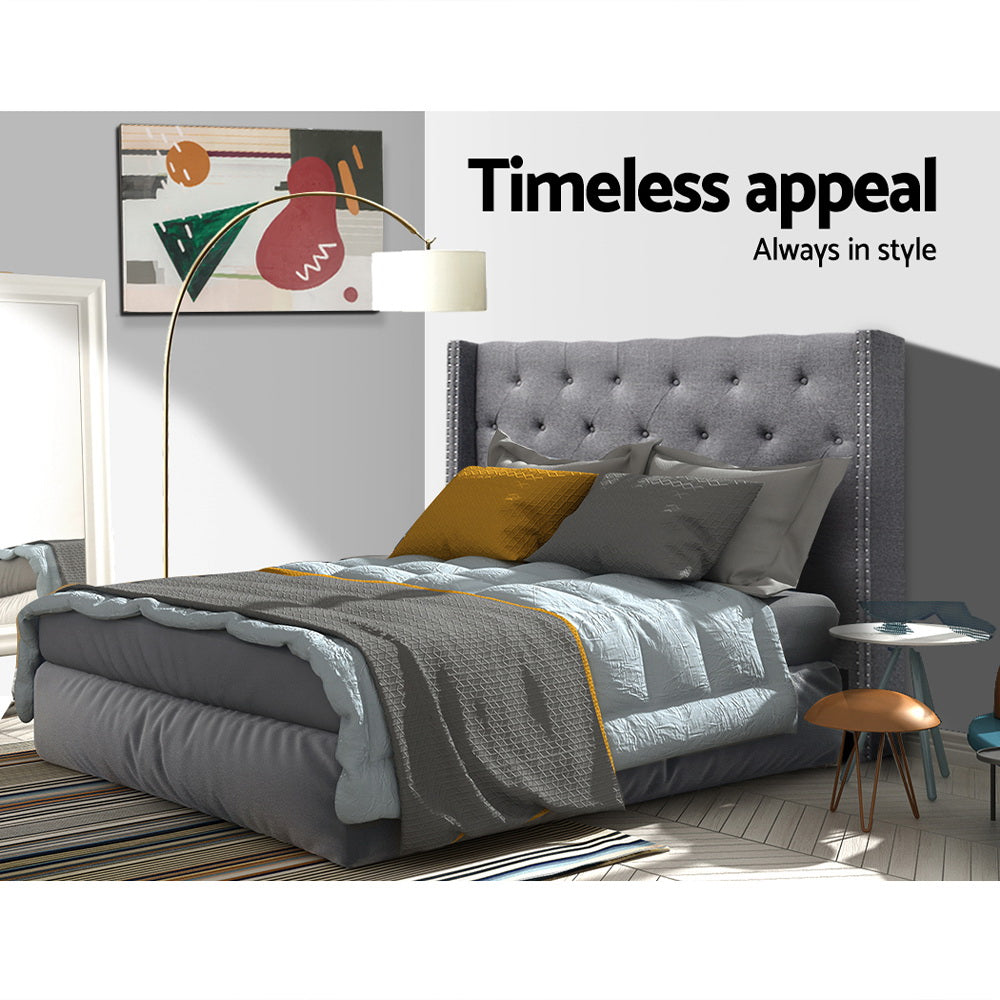 Queen Size Bedhead/Headboard Grey Fabric
