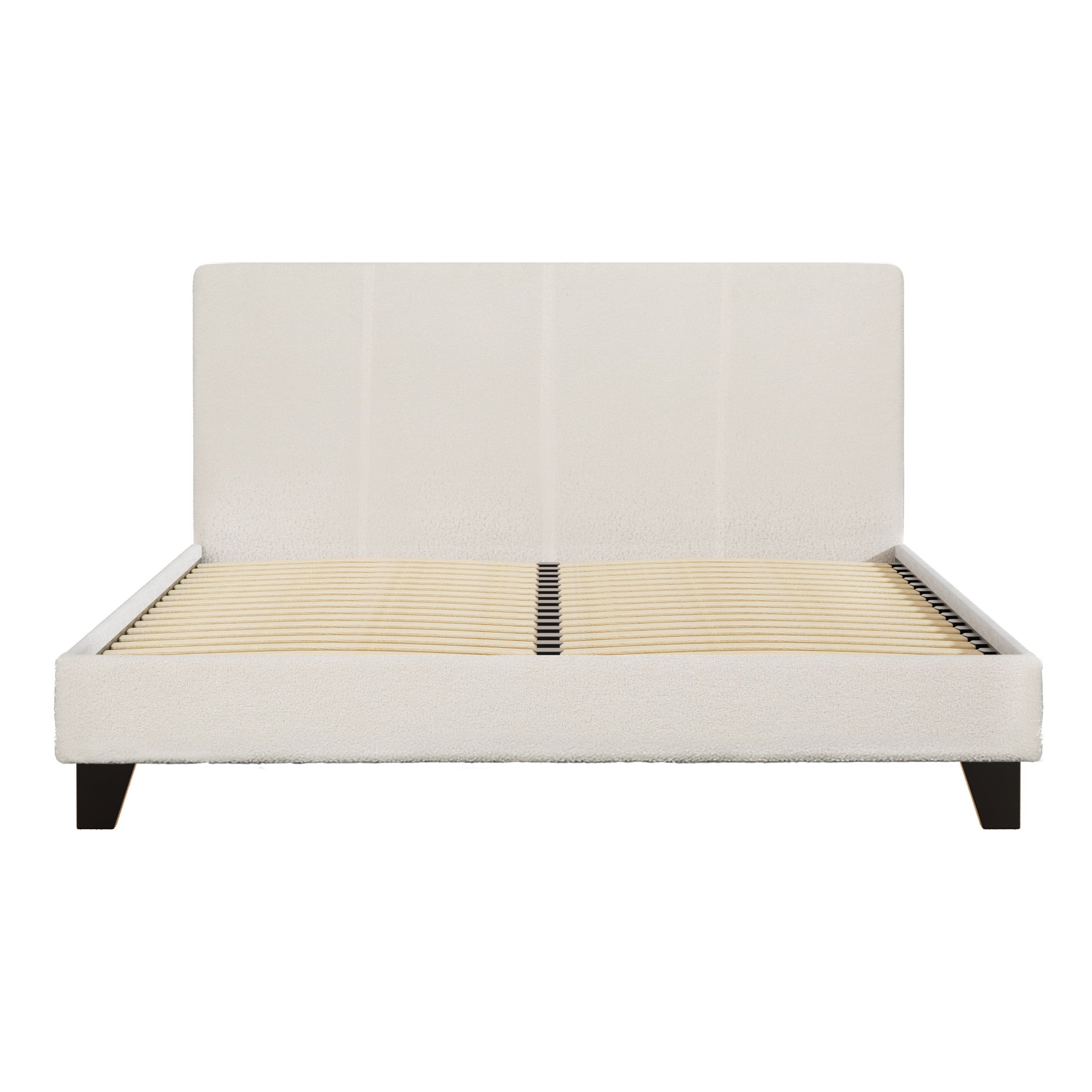 Double Size Bed Frame with Headboard - Boucle Fabric