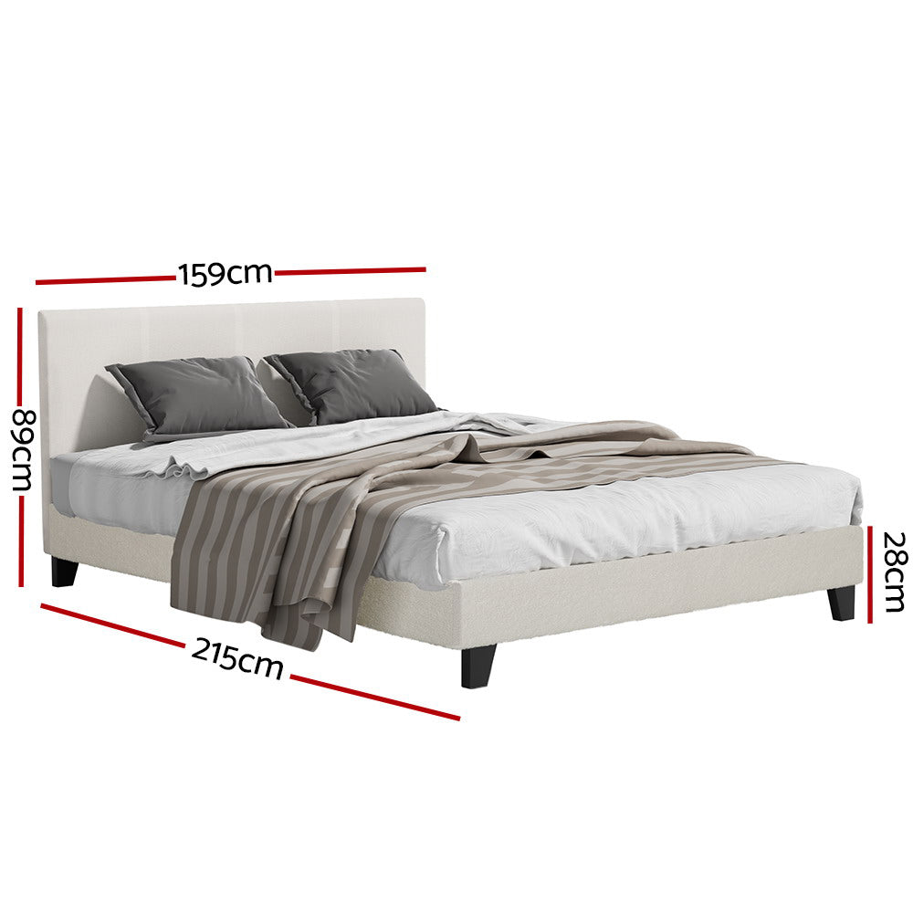 Queen Size Bed Frame - Boucle Fabric