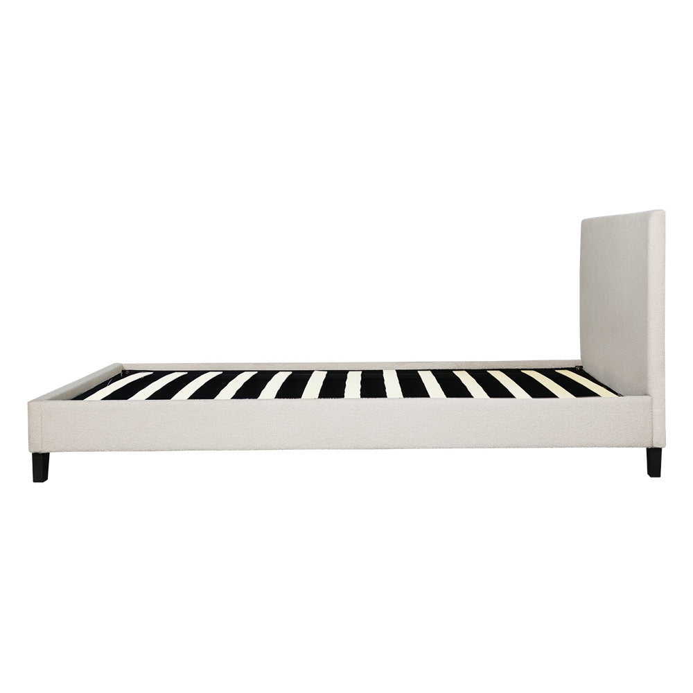 Single Size Bed Frame With Headboard - Boucle Fabric