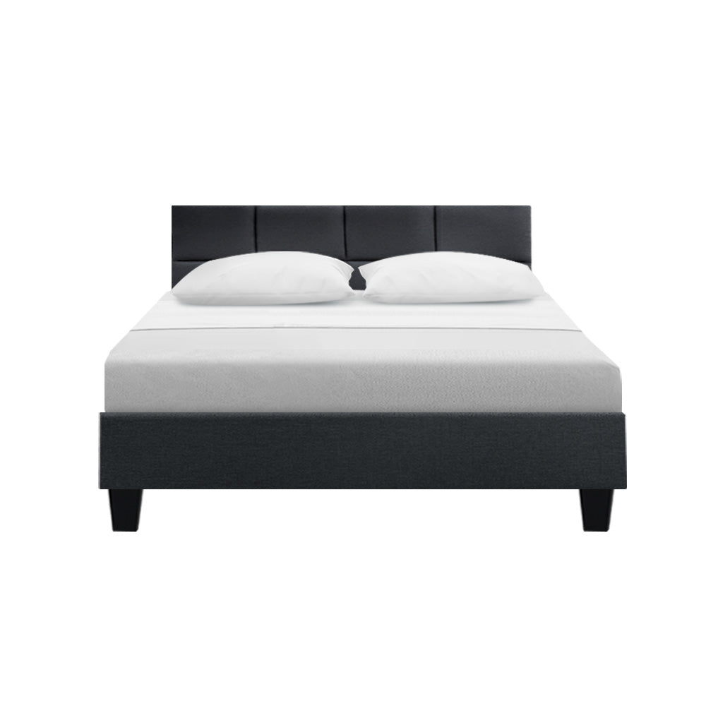 Double Size Bed Frame With Headboard  - Charcoal Fabric