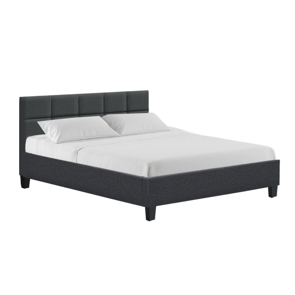Queen Size Bed Frame In Charcoal Fabric