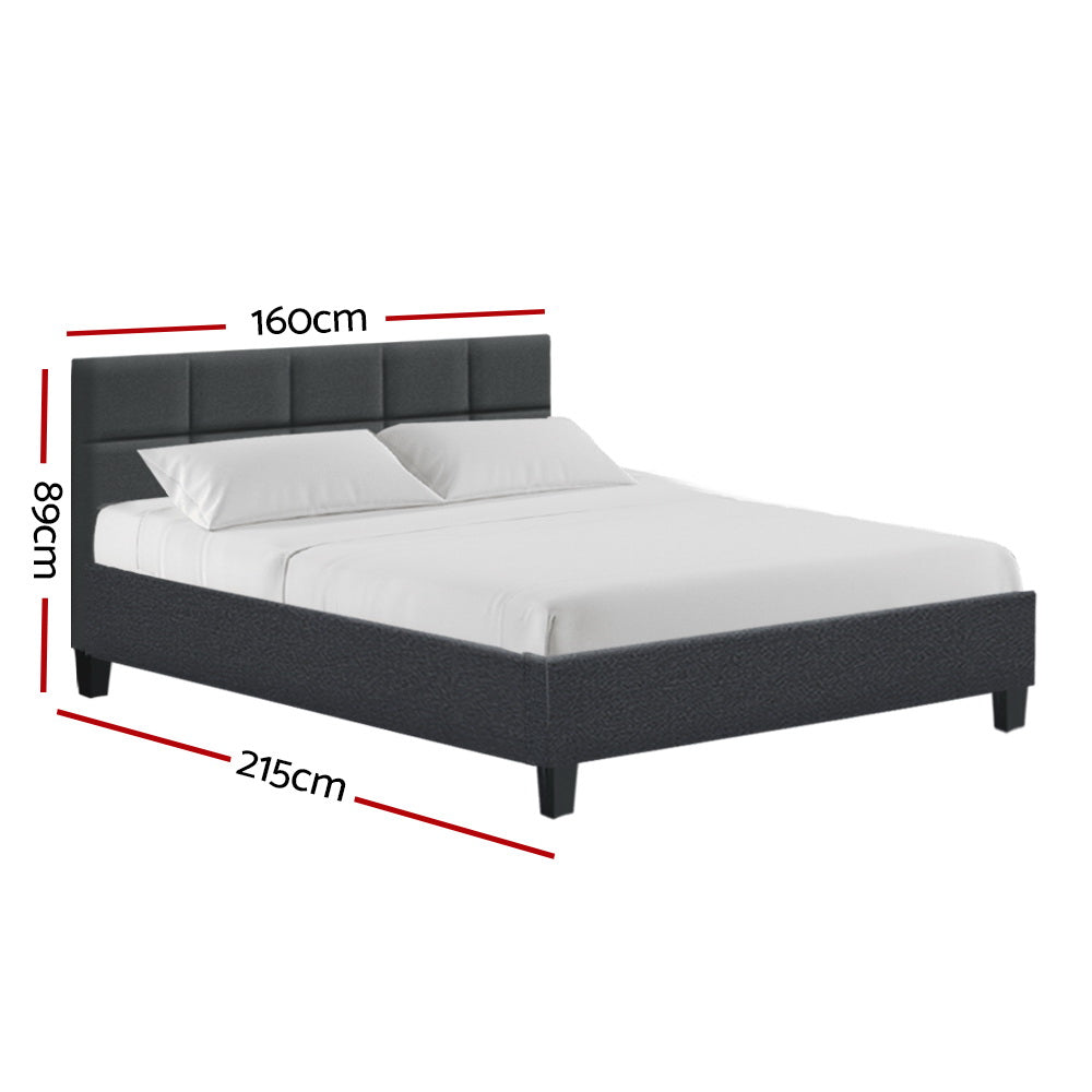Queen Size Bed Frame In Charcoal Fabric