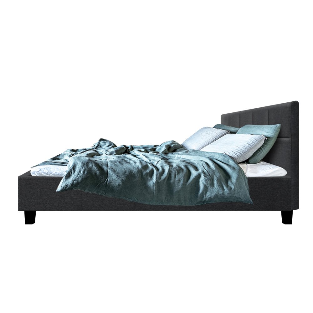 Queen Size Bed Frame In Charcoal Fabric