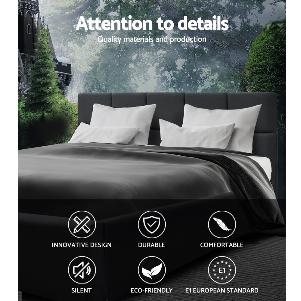 Queen Size Bed Frame In Charcoal Fabric