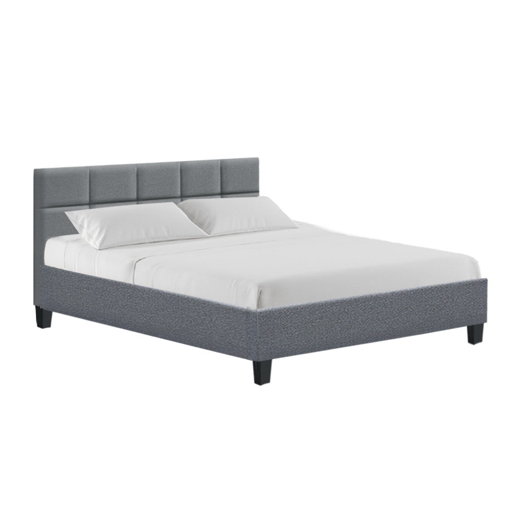 Queen Size Bed Frame Grey Fabric