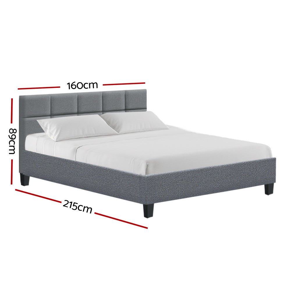 Queen Size Bed Frame Grey Fabric