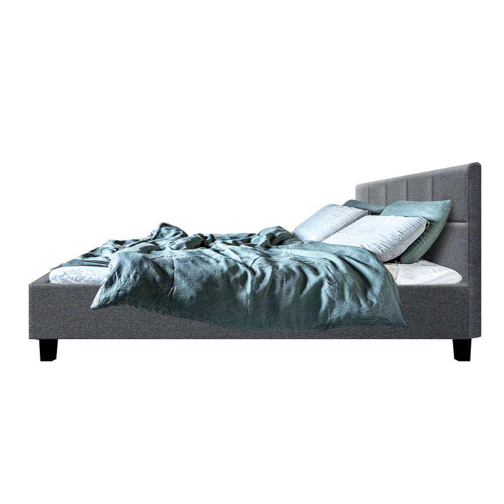 Queen Size Bed Frame Grey Fabric