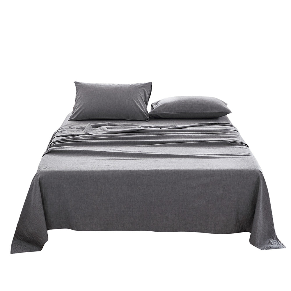 Out of Stock!  Cosy Club Washed Cotton Sheet Set Single Black