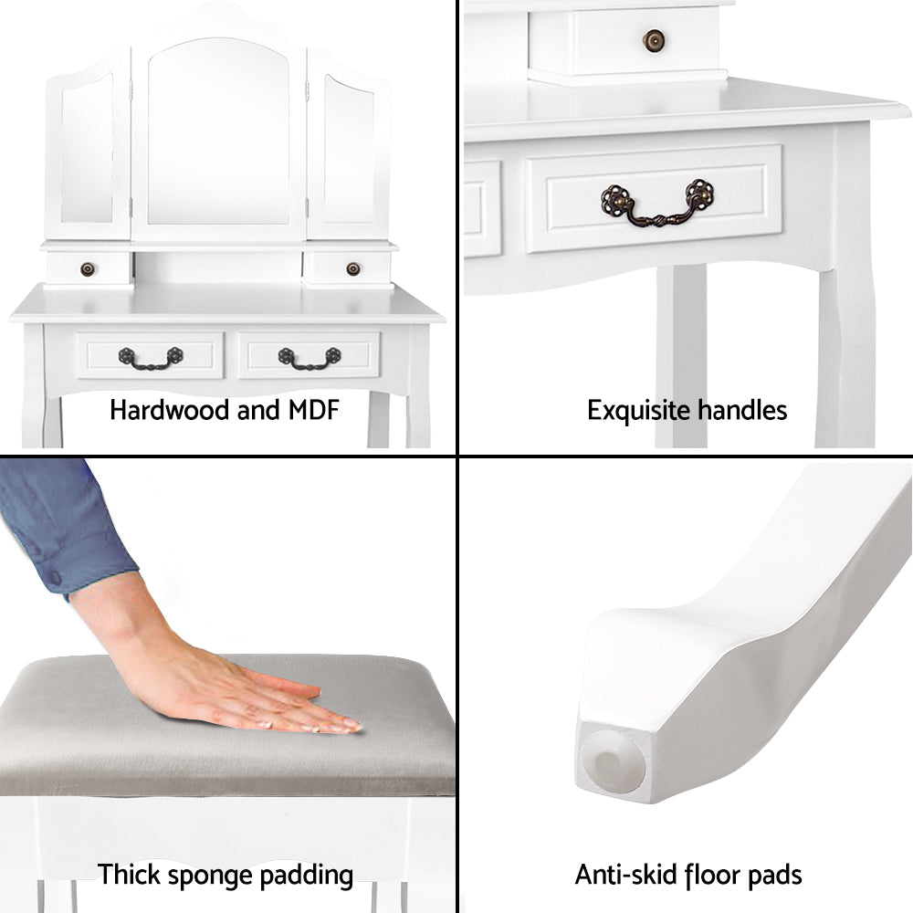 Dressing Table with Mirror - White