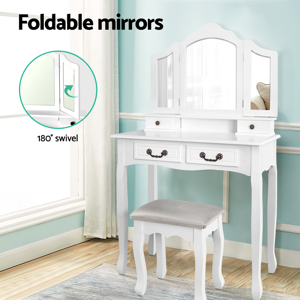 Dressing Table with Mirror - White