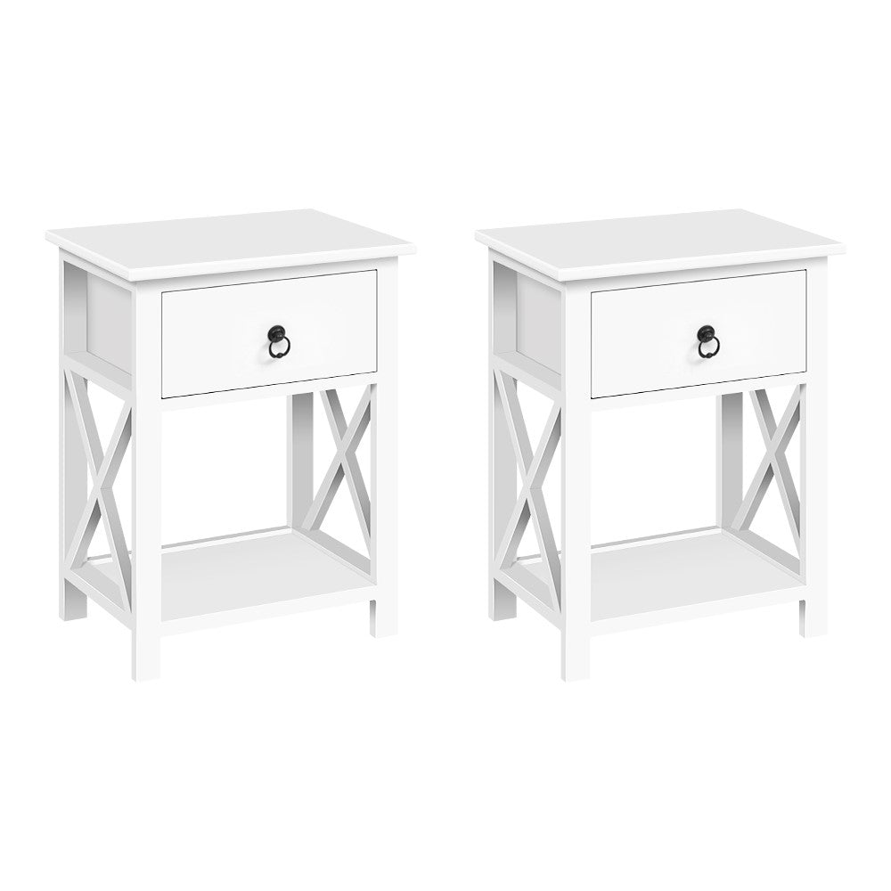 No Assembly Required! Set of Two Bedside Tables With Drawers