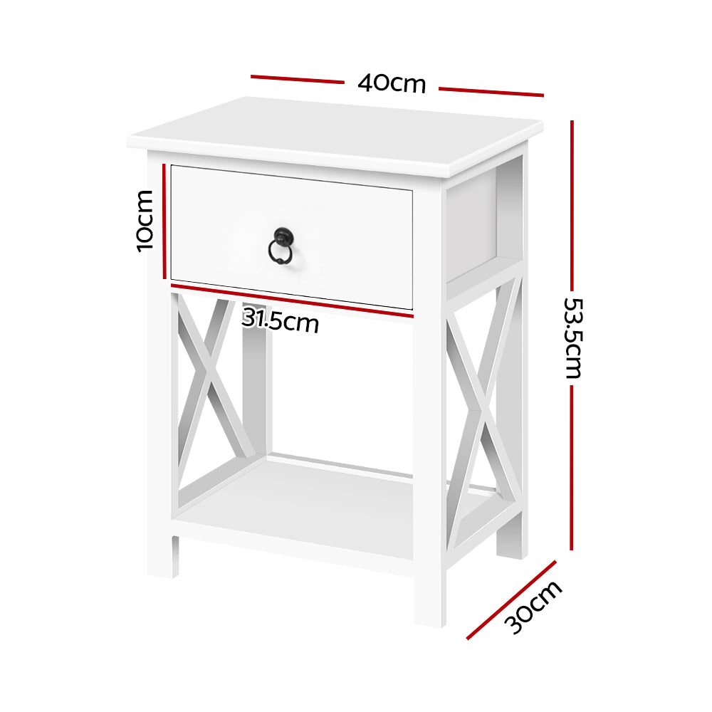 No Assembly Required! Set of Two Bedside Tables With Drawers
