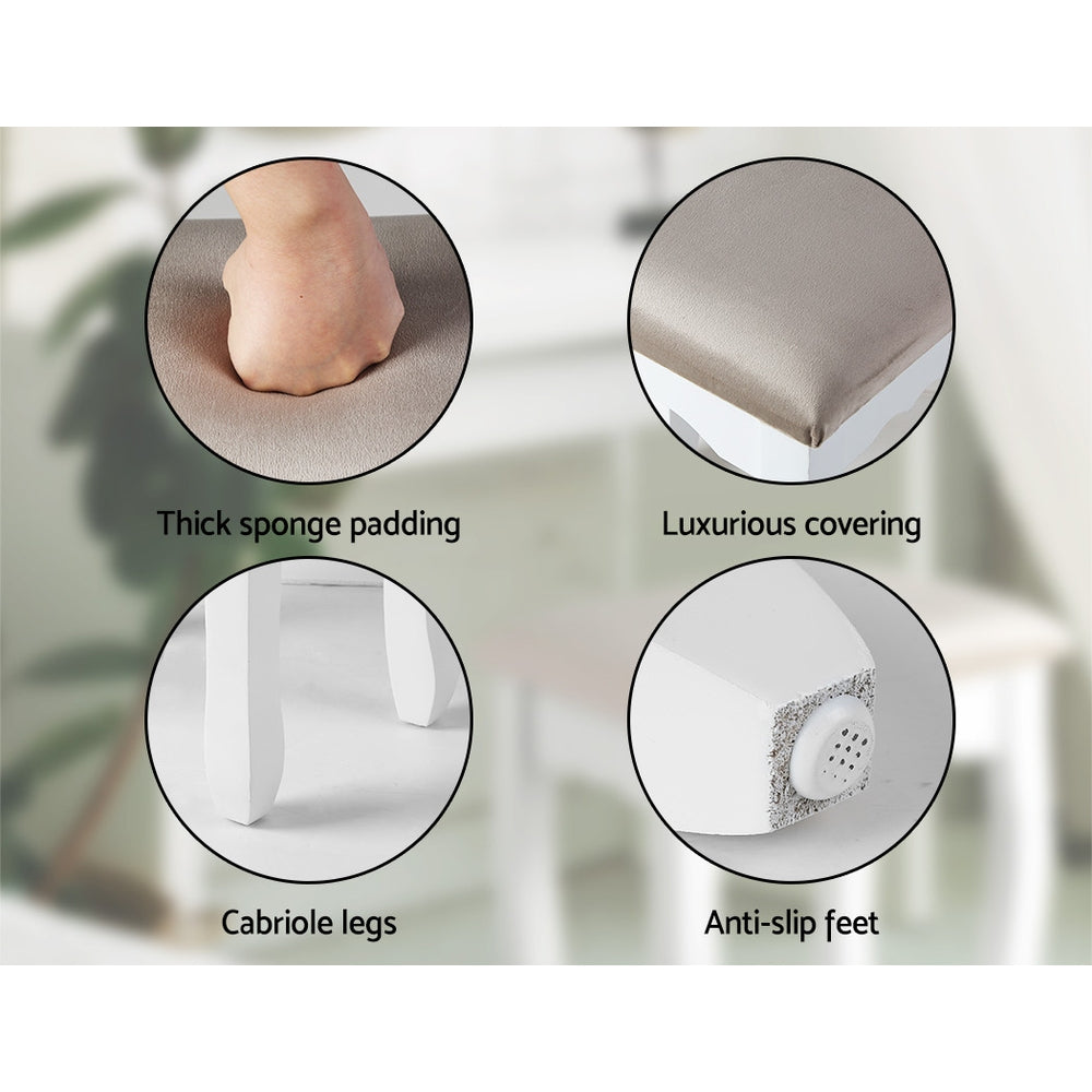 Free Shipping! Dressing Table Makeup Chair  - Velvet Fabric Grey