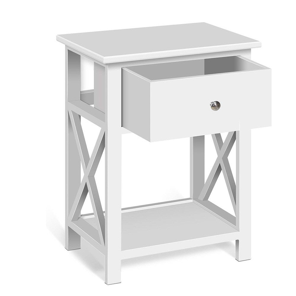Free Shipping on this Bedside Table With Drawer in White