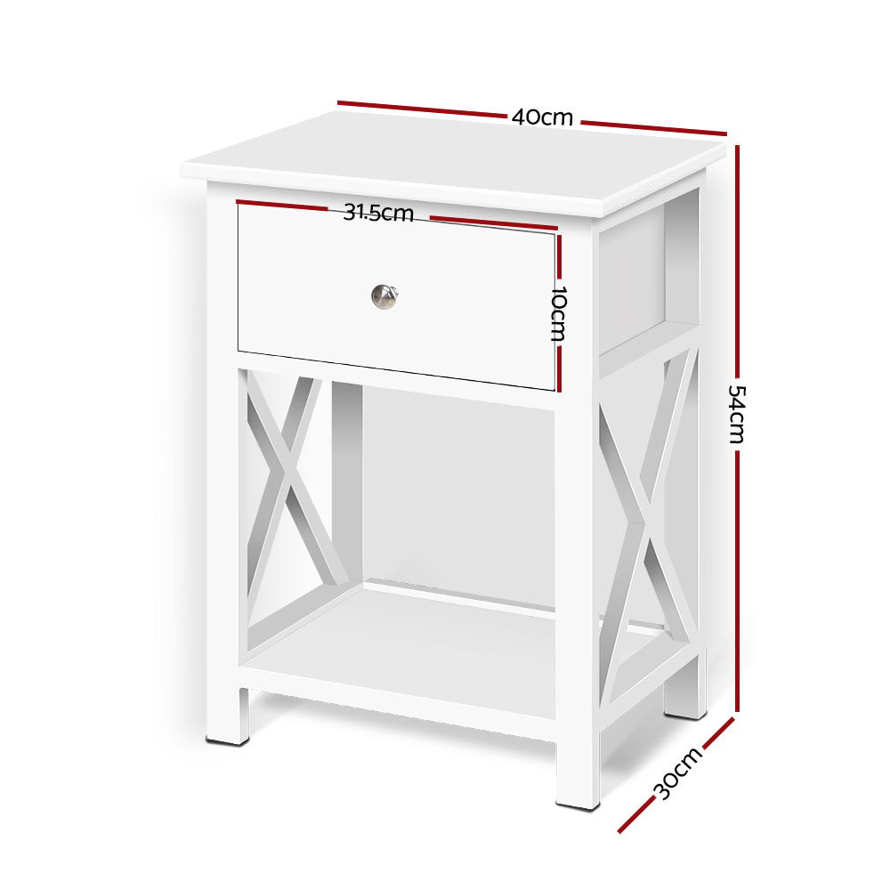 Free Shipping on this Bedside Table With Drawer in White