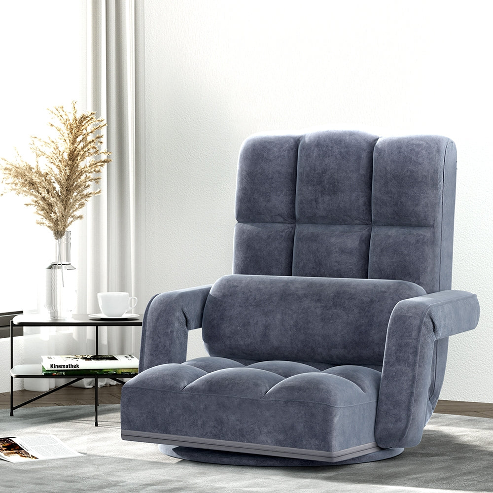 Sofa Bed Lounge Swivel Recliner Chair - Charcoal