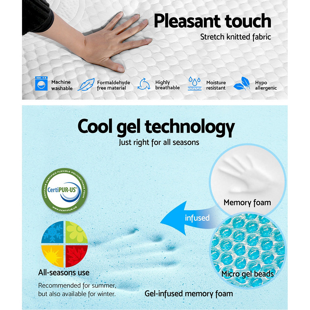 Single Size 21CM Thick Memory Foam Cool Gel Mattress