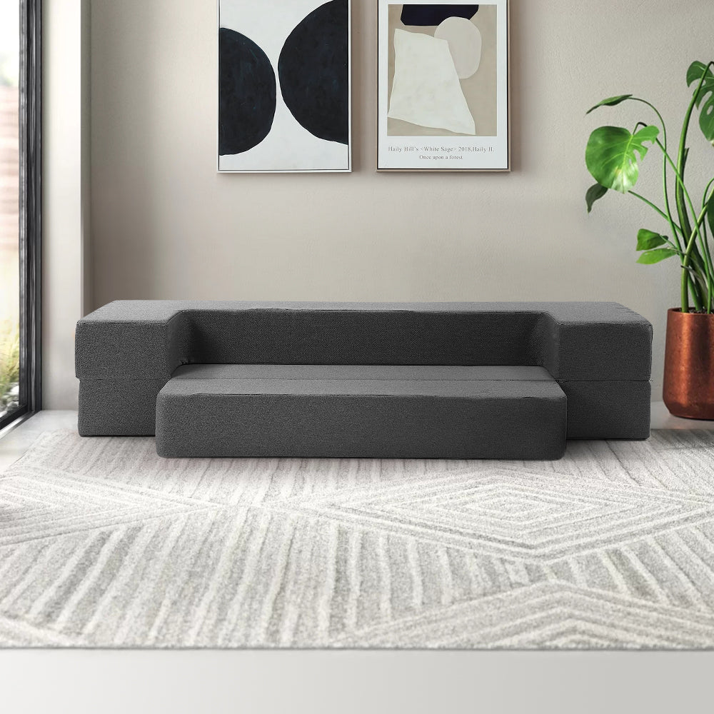 Sofa Bed and Lounger Chair Ottoman Grey