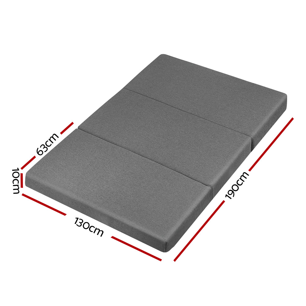Double Size Folding Foam Portable Mattress - Dark Grey