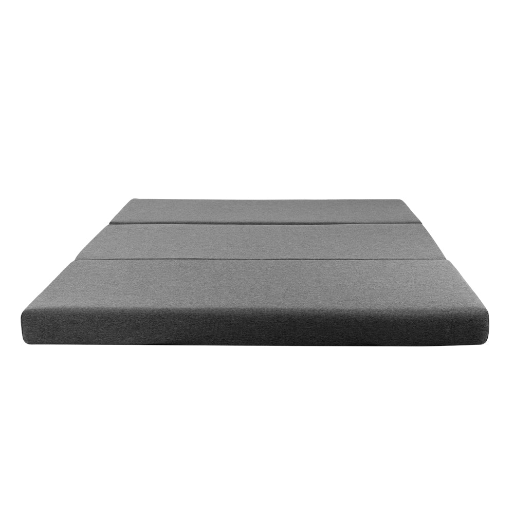 Double Size Folding Foam Portable Mattress - Dark Grey