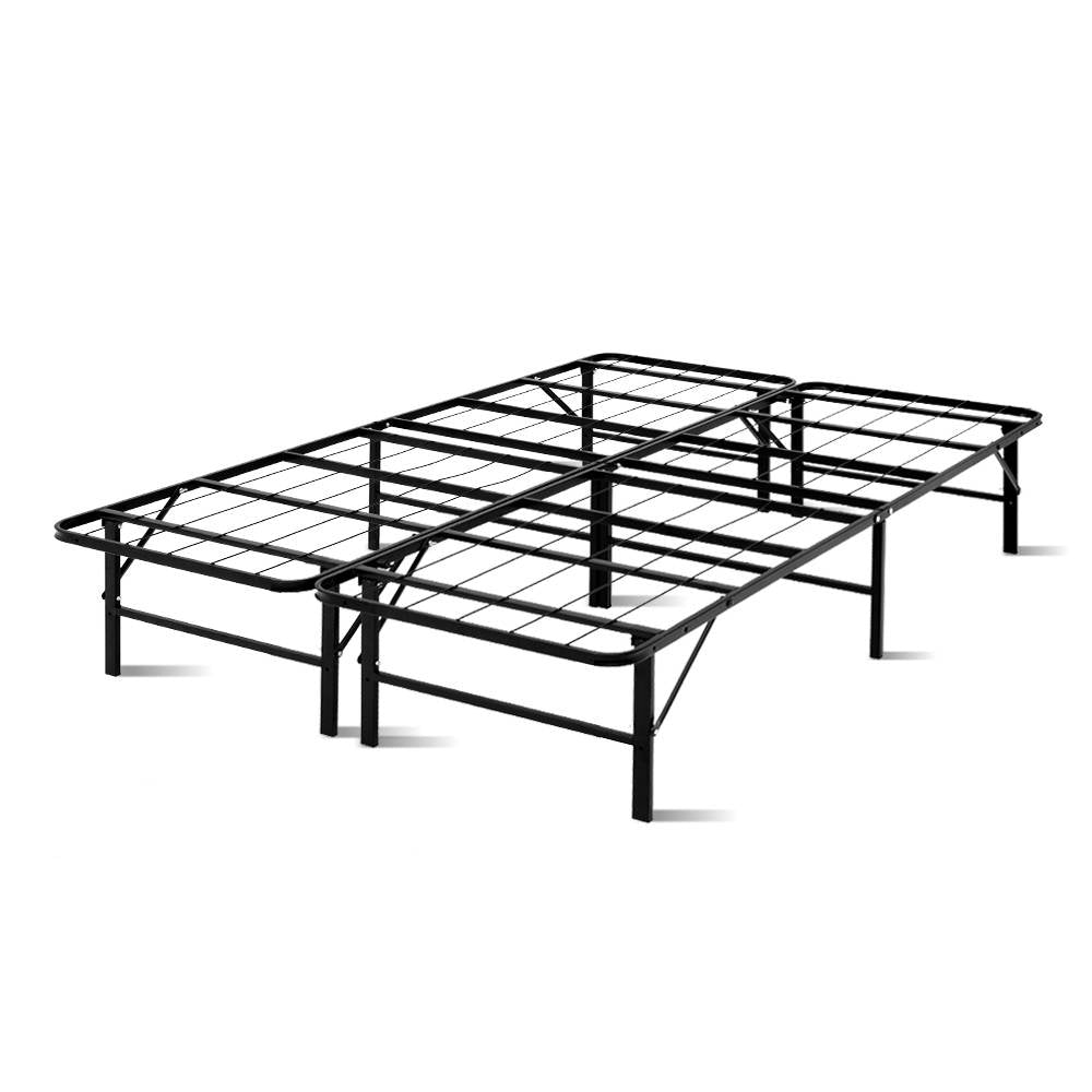 Double Folding Bed Frame Metal  - Black