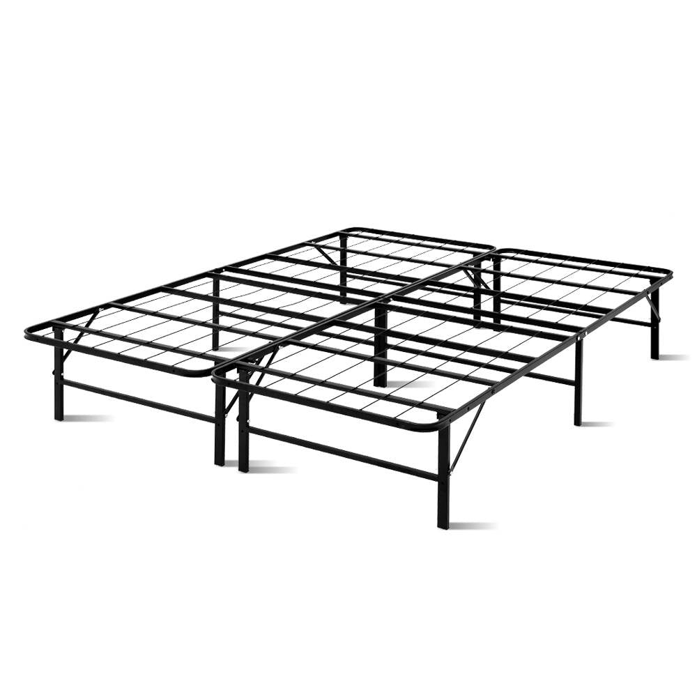 Queen Size Foldable Metal Bed Frame - Black