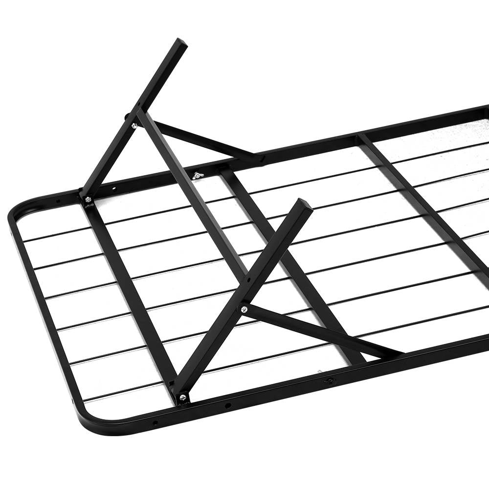 Queen Size Foldable Metal Bed Frame - Black