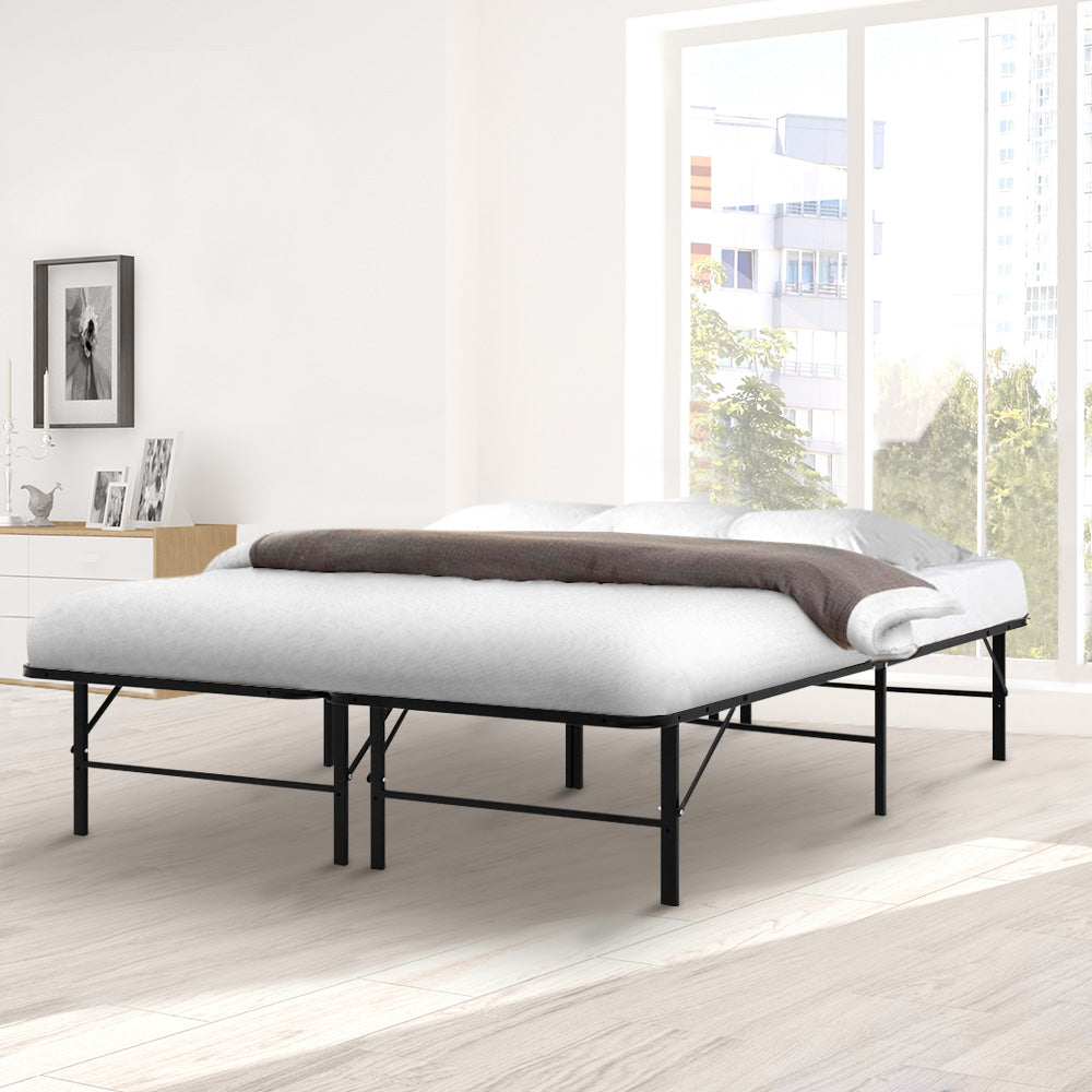 Back in Stock! Queen Size Foldable Metal Bed Frame - Black