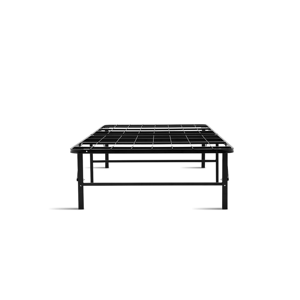 Single Size Folding Bed Frame Metal Bed Black