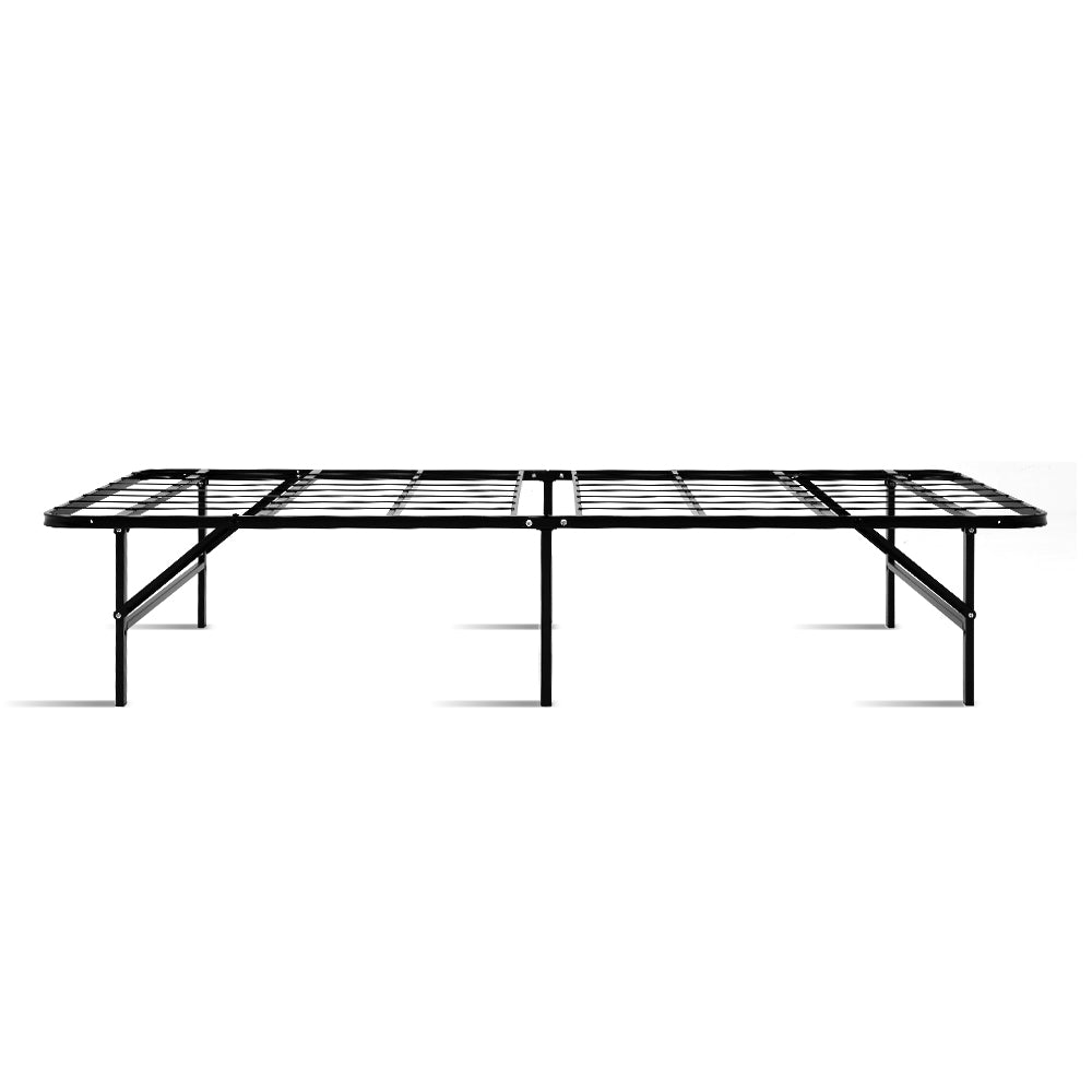 Single Size Folding Bed Frame Metal Bed Black