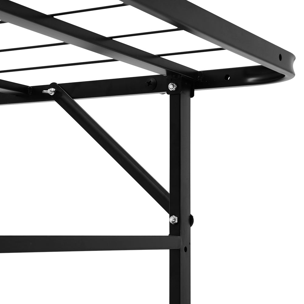 Single Size Folding Bed Frame Metal Bed Black