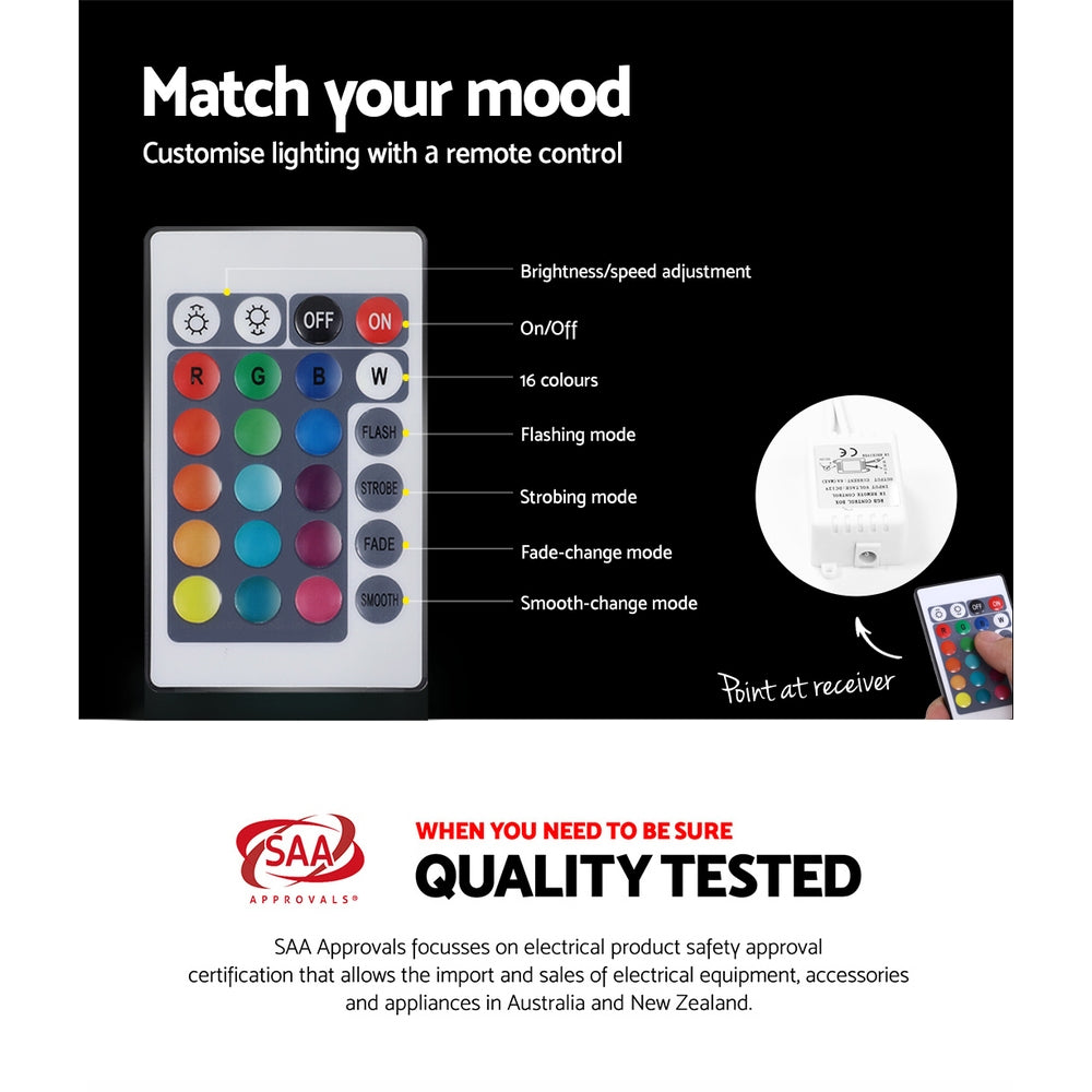 Bedside Table with Drawers RGB LED High Gloss Black