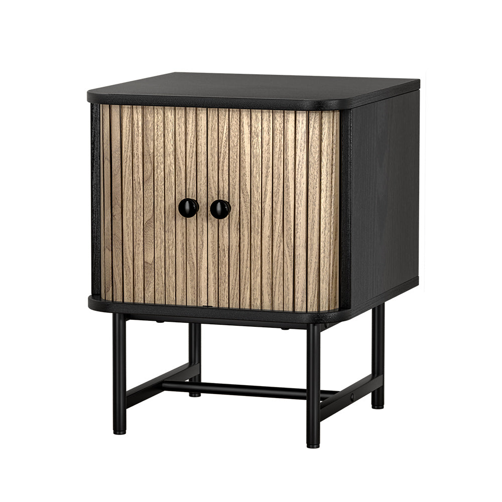 Out of Stock! Free Shipping on this Bedside Table with Sliding Doors - Black