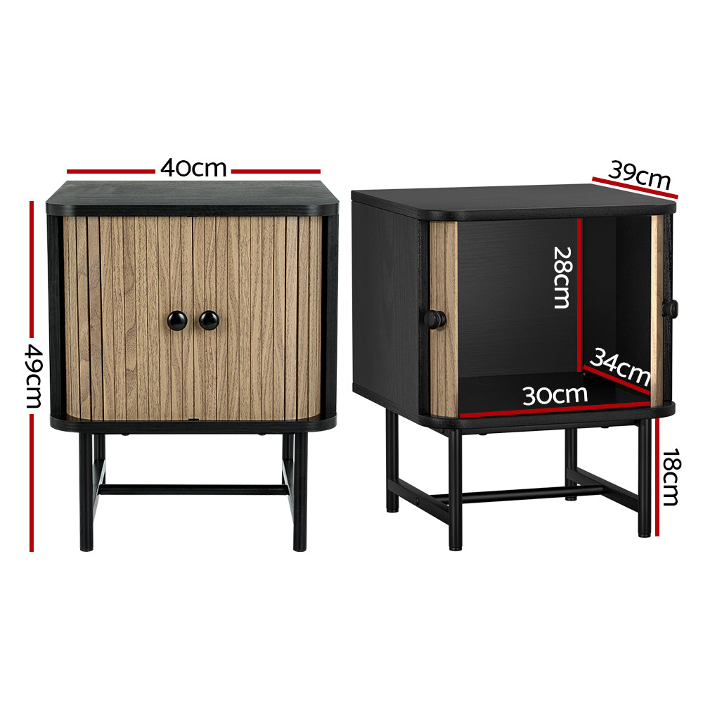 Out of Stock! Free Shipping on this Bedside Table with Sliding Doors - Black