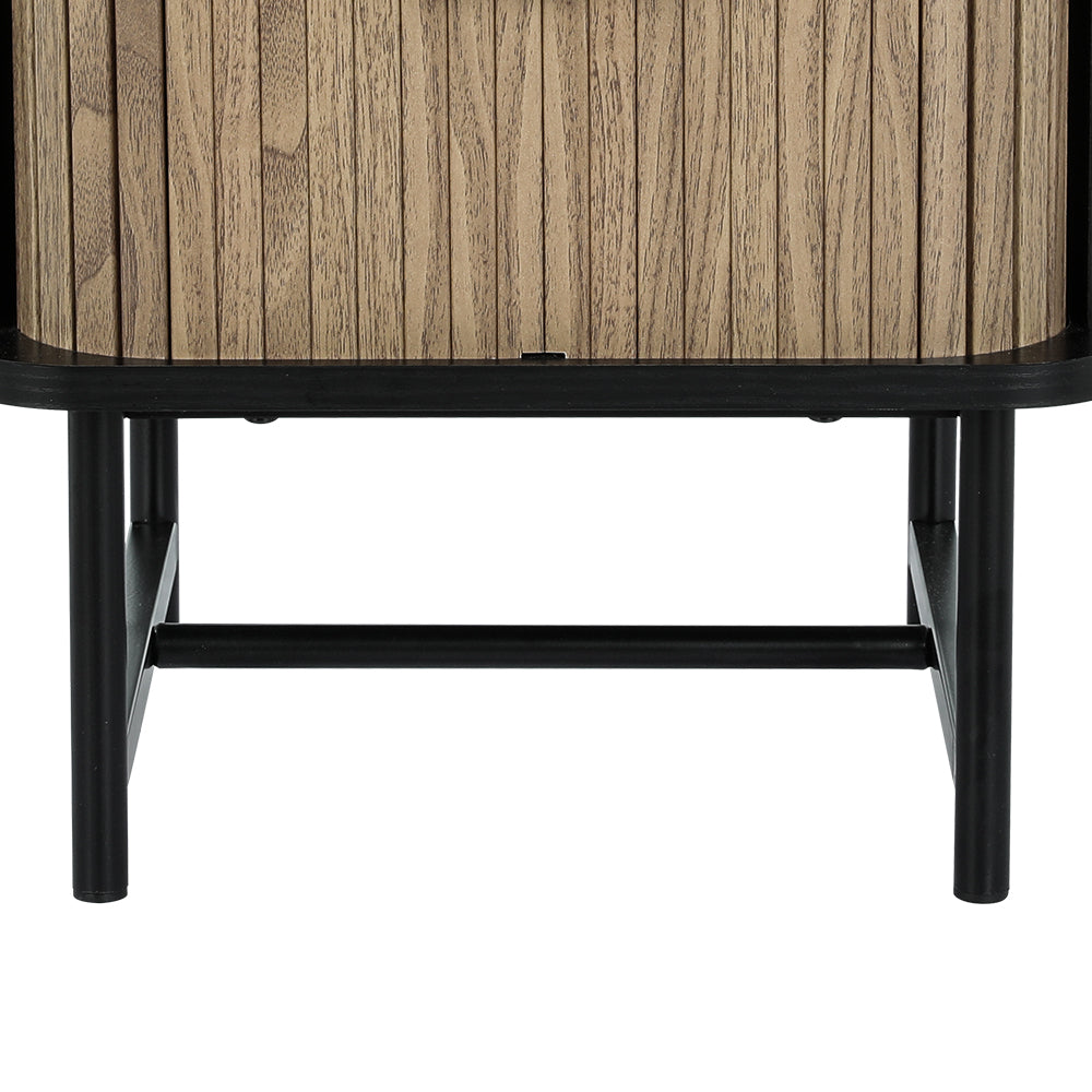 Out of Stock! Free Shipping on this Bedside Table with Sliding Doors - Black