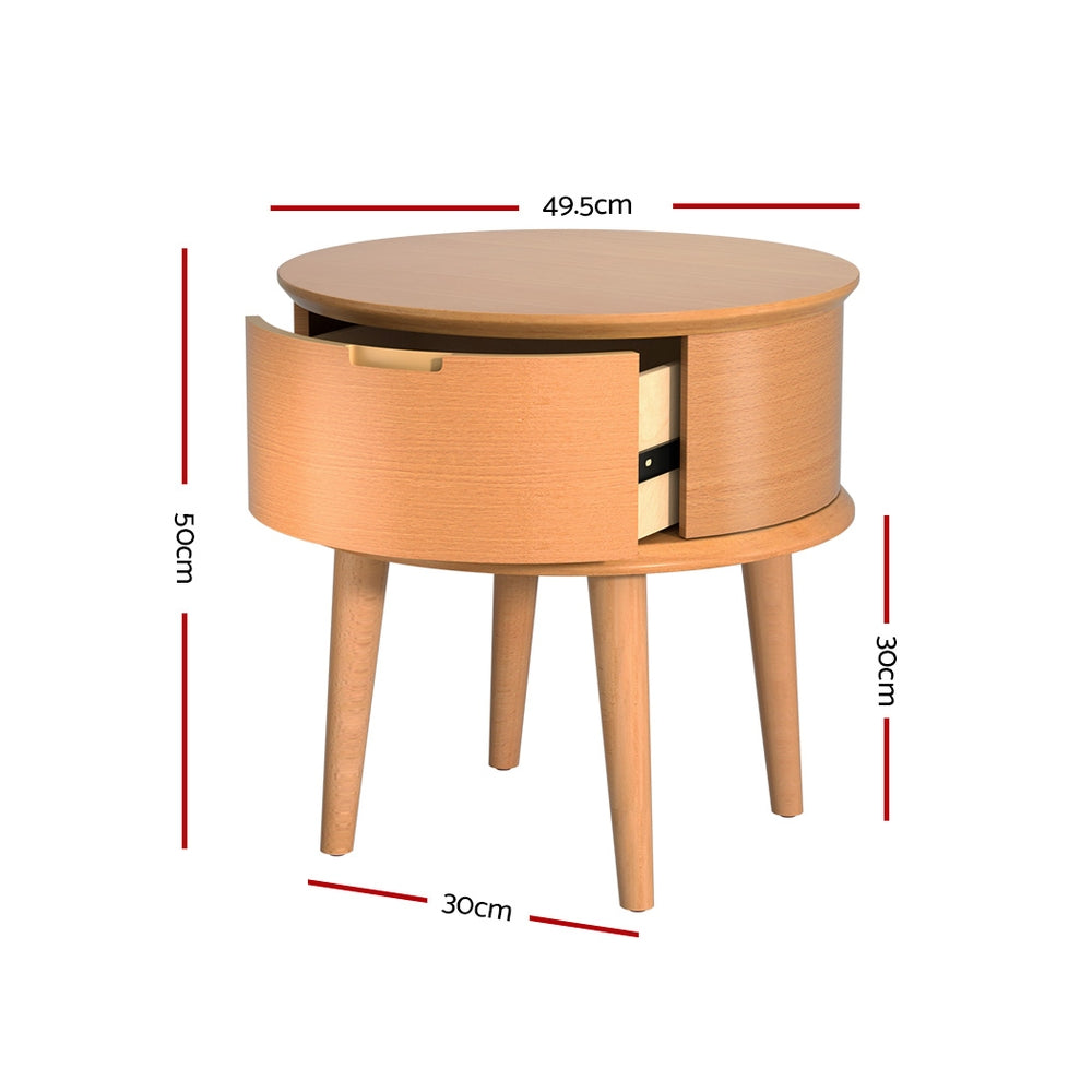 Out of Stock! Bedside Table with Drawers in Oak